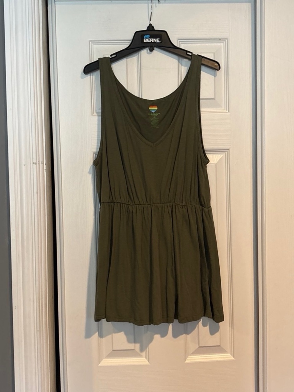 Old Navy Olive Green V-Neck Peplum Tank